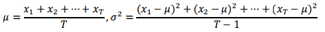 Mean and standard deviation formulas